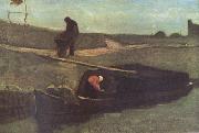 Vincent Van Gogh Peat Boat with Two Figures (nn04) oil painting artist